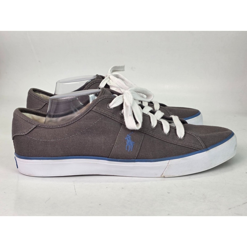 Polo Ralph Lauren Men's Sneakers Size 13 D Gray Canvas Clifton Lace Up Shoes